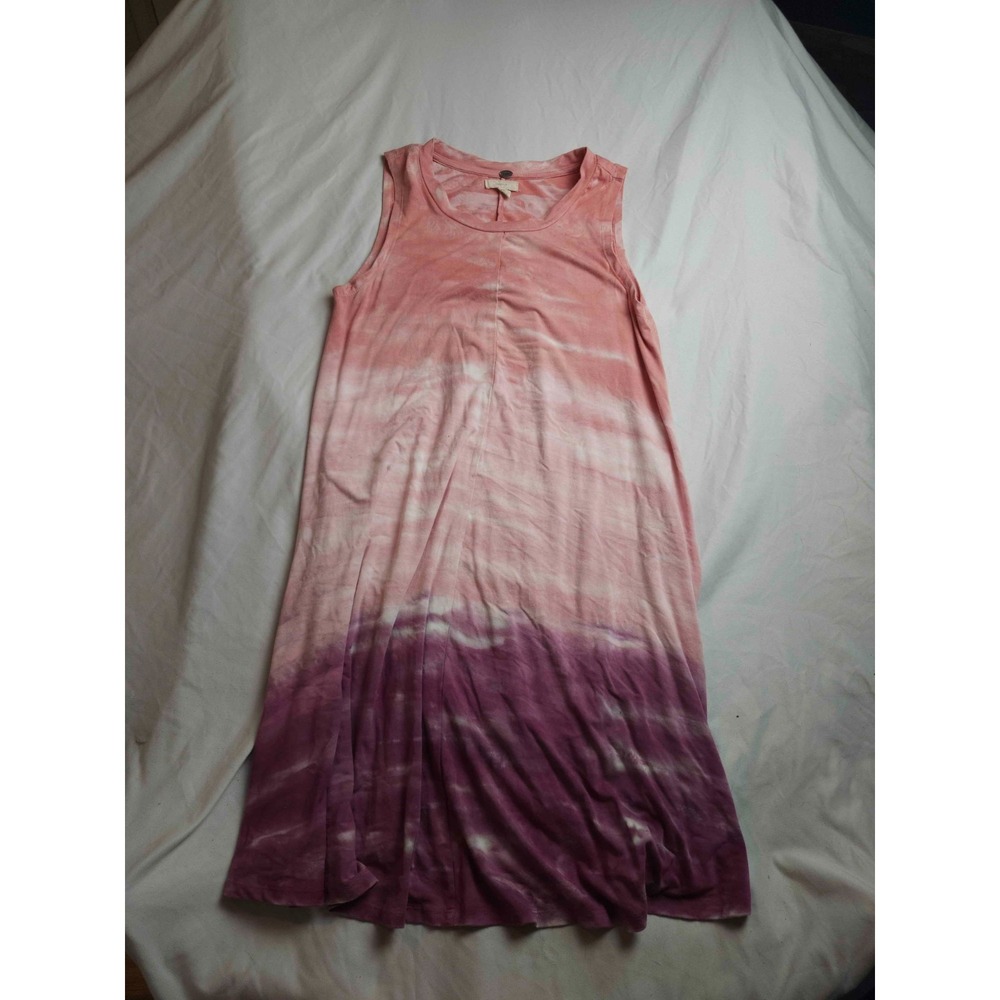 Cupio Tank Dress Womens Medium Pink Purple Ombre Tie Dye Sleeveless Midi‎ Casual
